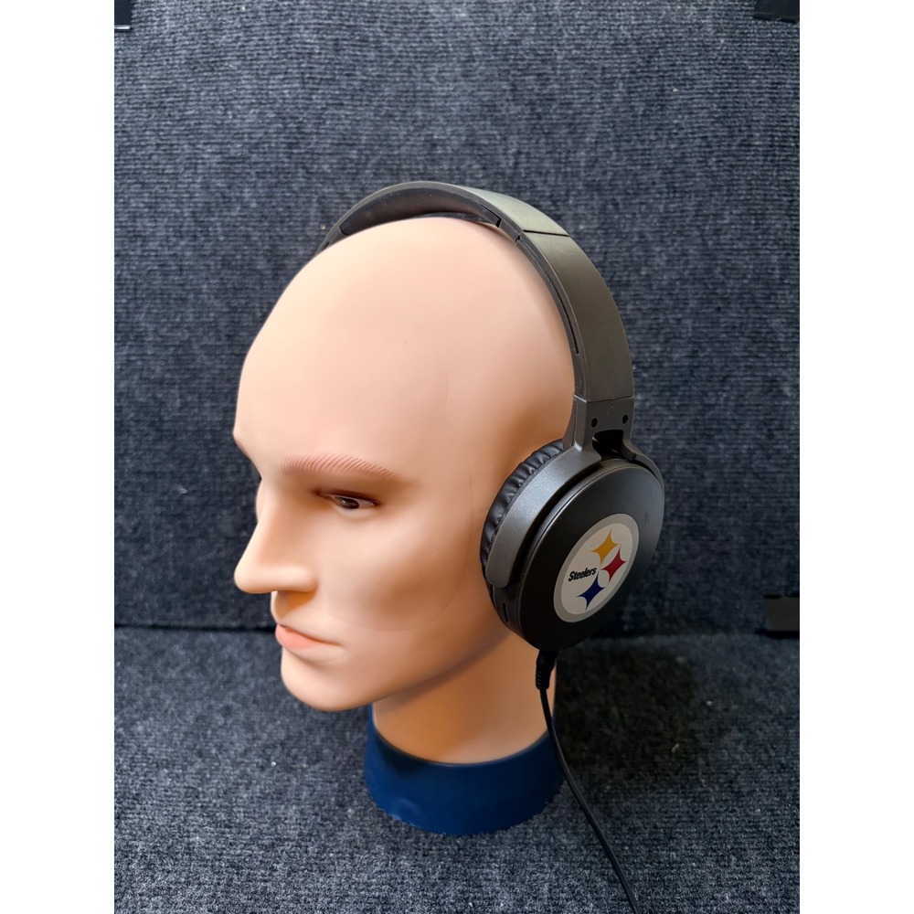 NFL Pittsburgh Steelers Wired Over-Ear Headphones Gray Black USB Foldable F-24